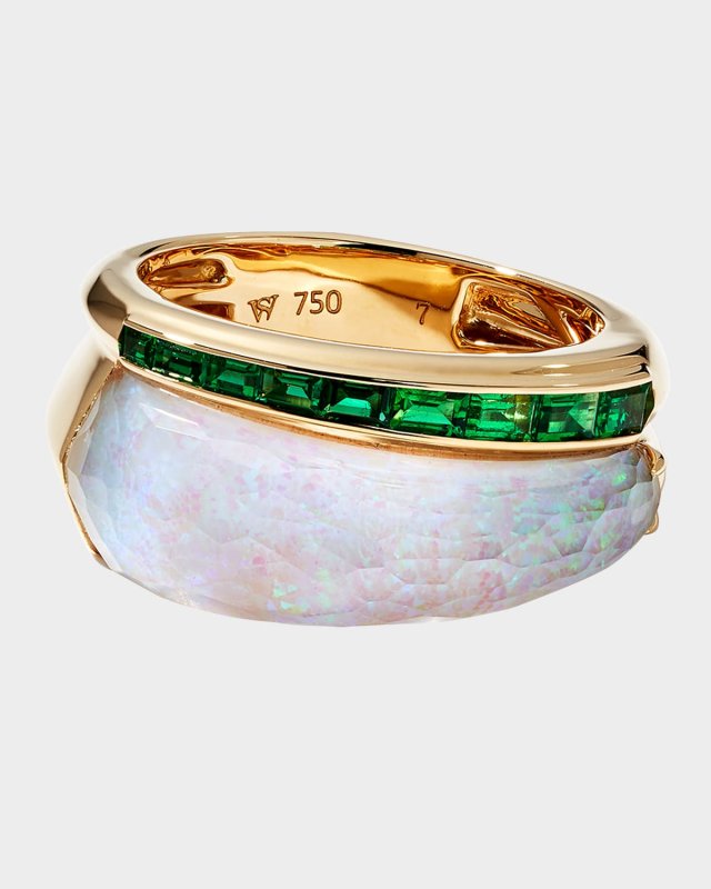 Slimline Ring Set with White Opalescent Quartz